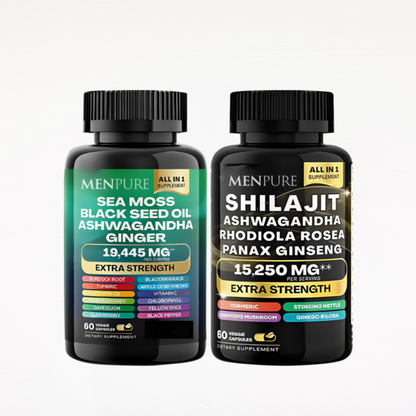 Pacchetto di capsule Menpure Sea Moss e Shilajit