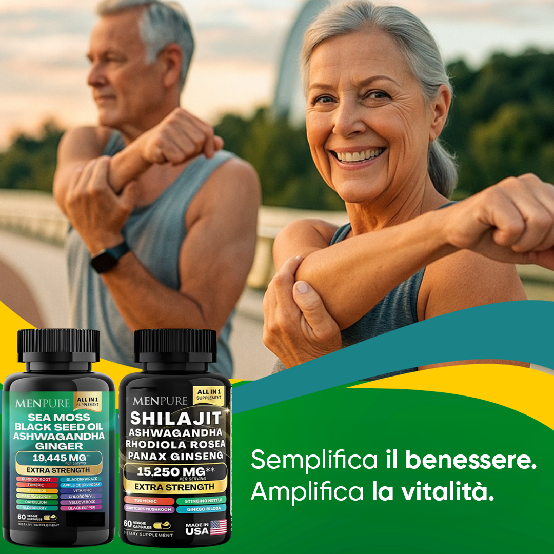 Pacchetto di capsule Menpure Sea Moss e Shilajit
