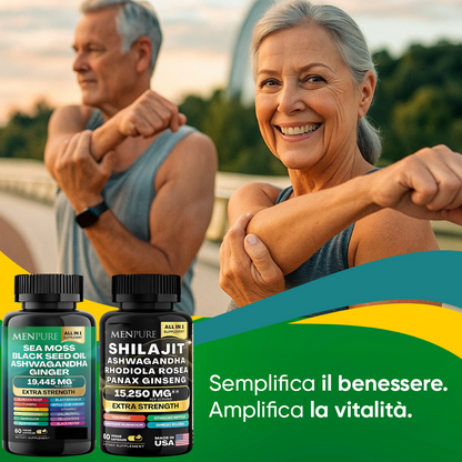 Pacchetto di capsule Menpure Sea Moss e Shilajit