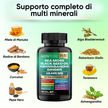 Pacchetto di capsule Menpure Sea Moss e Shilajit