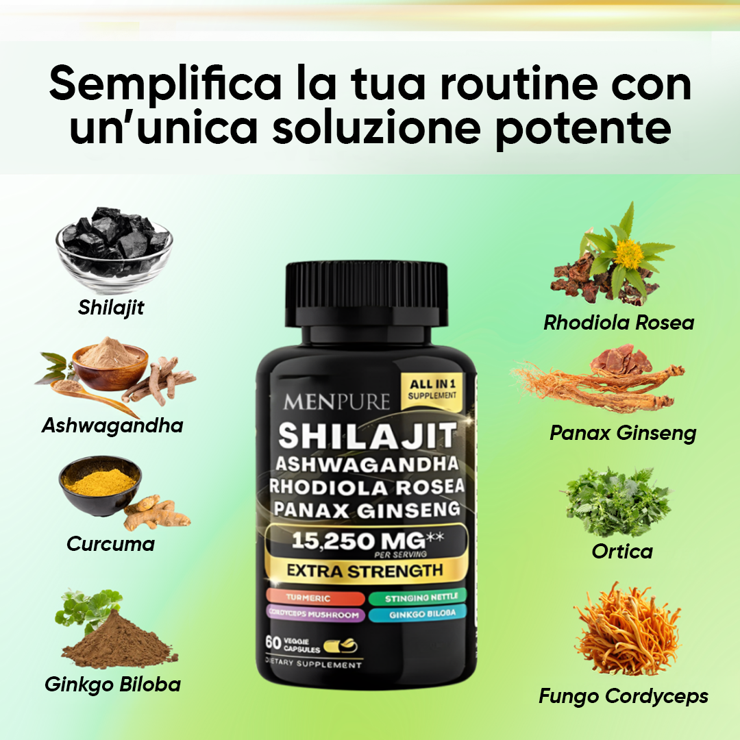 Pacchetto di capsule Menpure Sea Moss e Shilajit