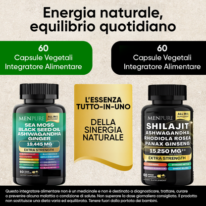 Pacchetto di capsule Menpure Sea Moss e Shilajit