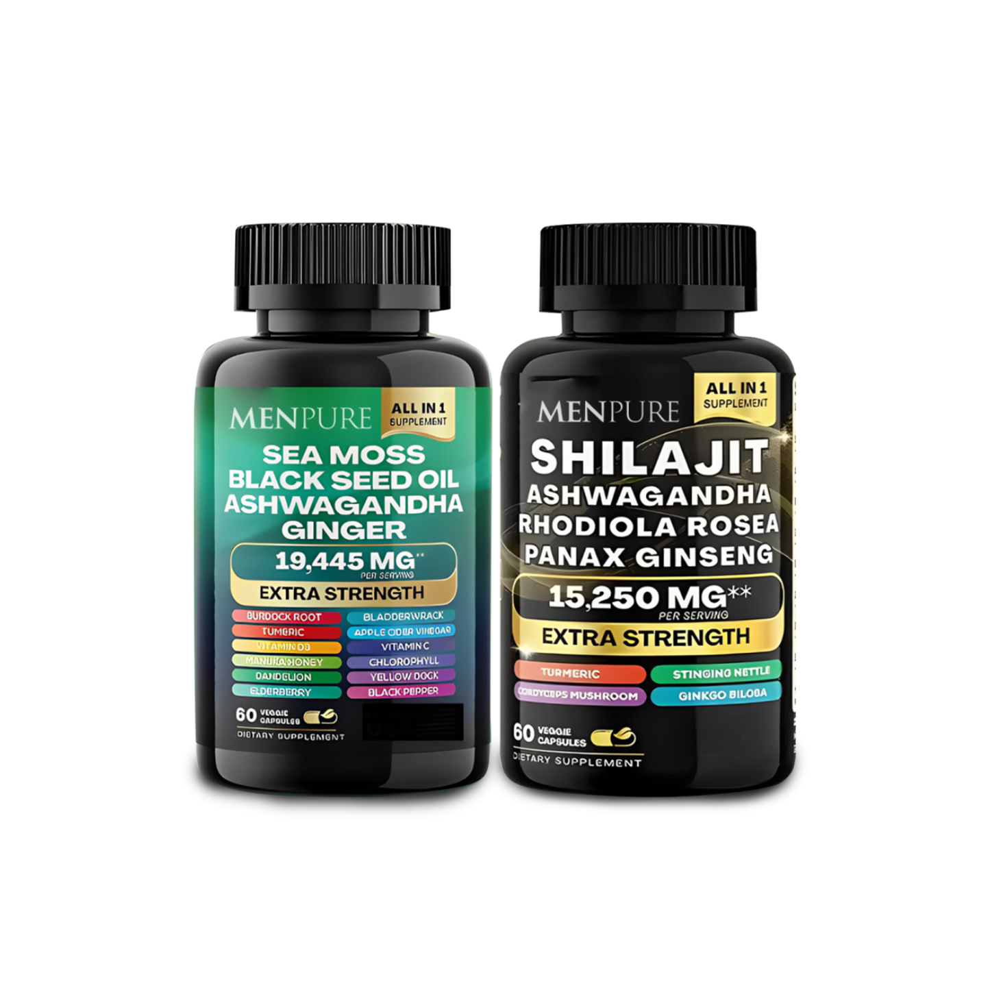 Pacchetto di capsule Menpure Sea Moss e Shilajit